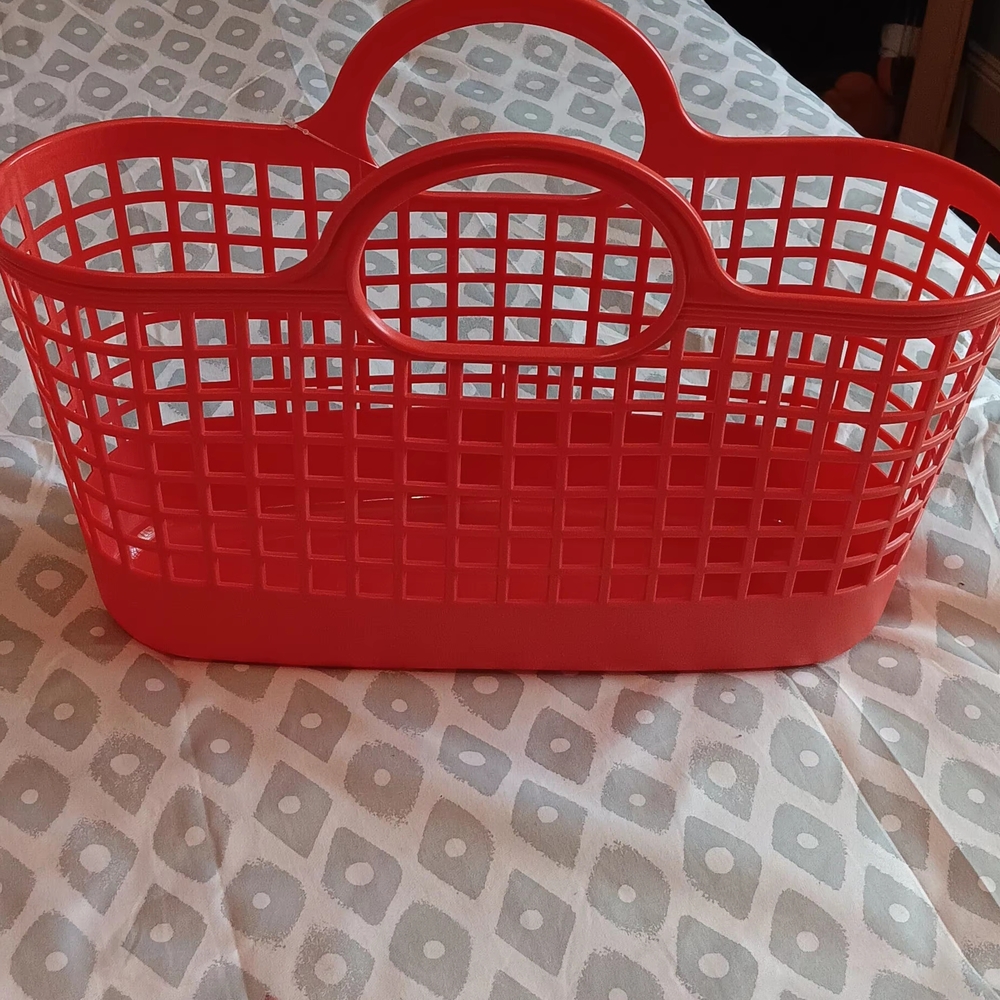 Orange Plastic Women's Beach Tote Bag New With Out Tag